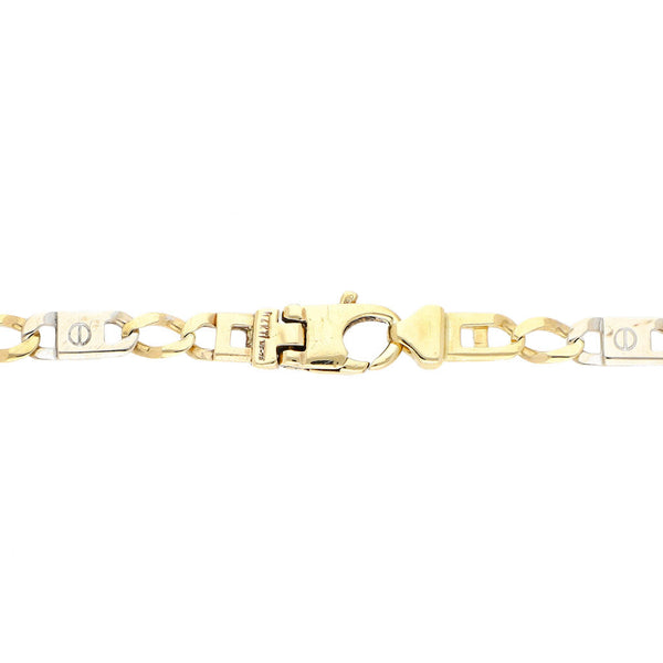 Pulsera eslabón combinado en oro dos tonos 14 kilates.