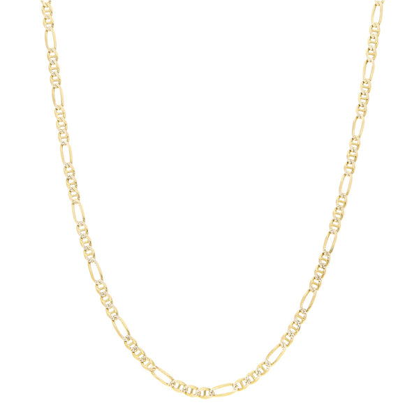 Collar de tres eslabones por uno platinado en oro amarillo 14 kilates.