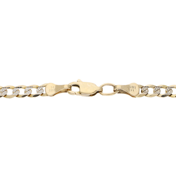 Pulsera eslabón barbado platinado en oro amarillo 14 kilates.