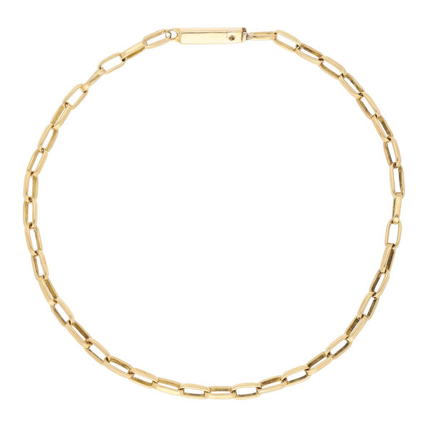 Pulsera eslabón cruzado en oro amarillo 18 kilates.
