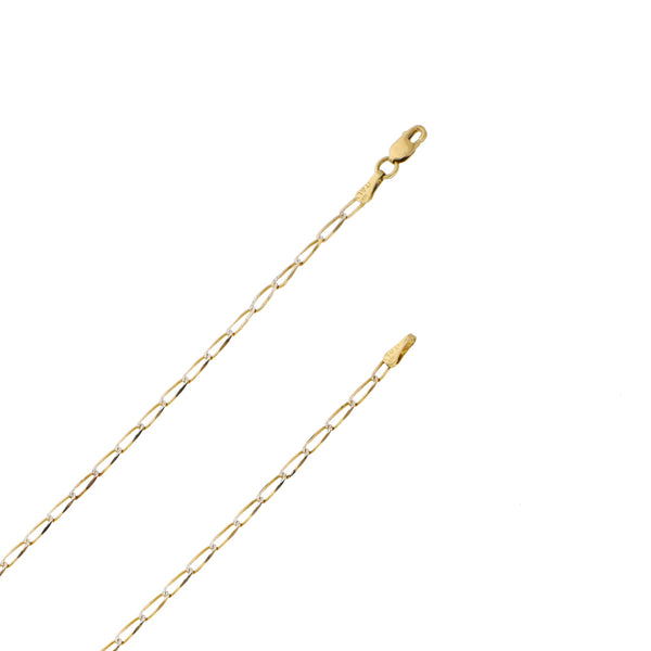 Collar eslabón encontrado platinado y medalla calada motivo madonna en oro amarillo 14 kilates.