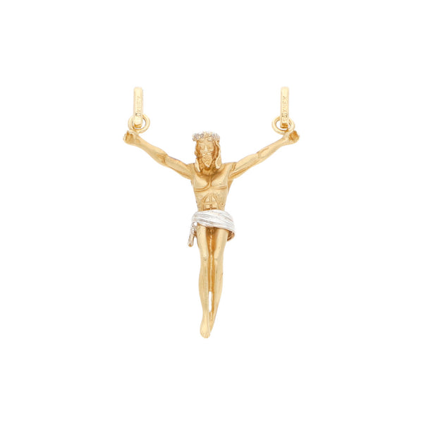Cristo diseño especial en oro dos tonos 14 kilates.