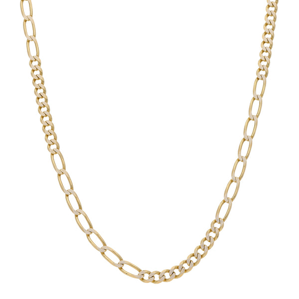Collar de diez eslabones por siete platinado en oro amarillo 14 kilates.