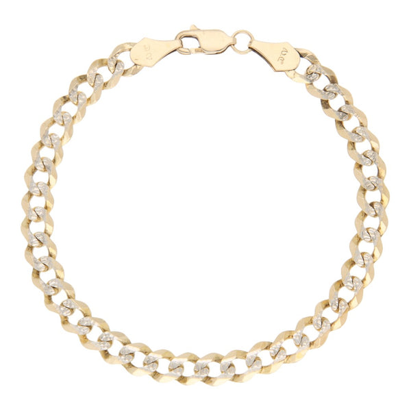 Pulsera eslabón encontrado platinado en oro amarillo 14 kilates.