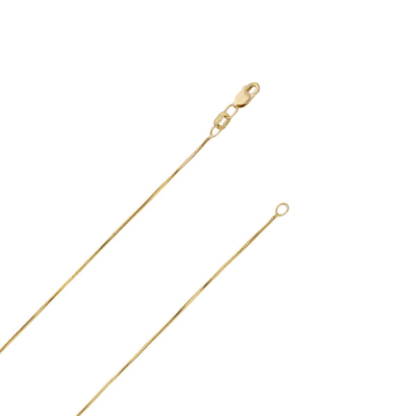 Collar eslabón cola de ratón y cruz lisa en oro amarillo 14 kilates.