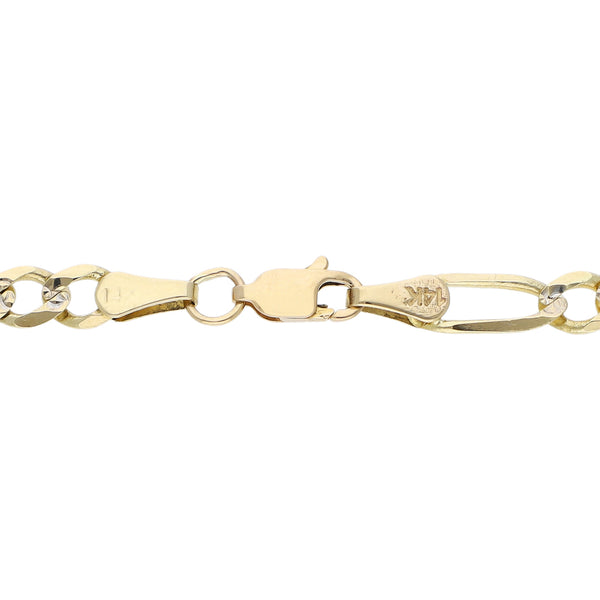 Pulsera de tres eslabones por uno platinados en oro amarillo 14 kilates.