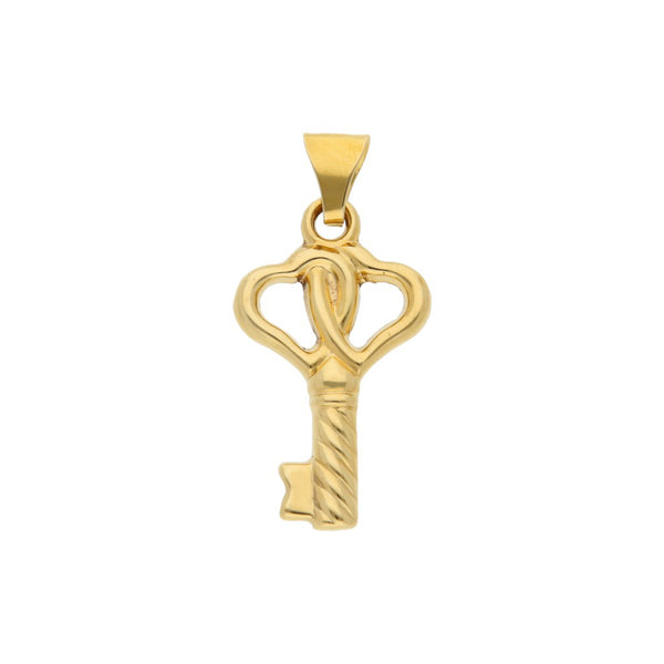 Dije hueco motivo llave en oro amarillo 18 kilates.