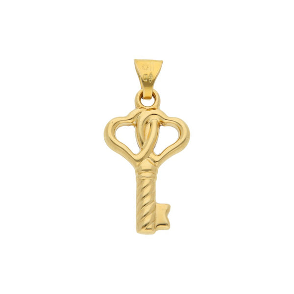 Dije hueco motivo llave en oro amarillo 18 kilates.