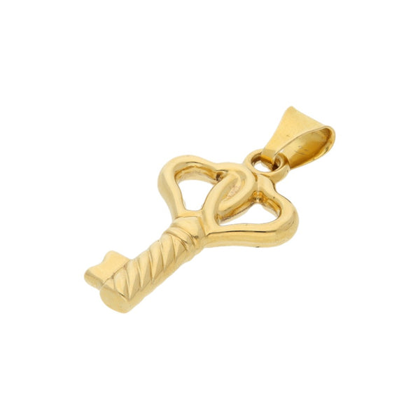 Dije hueco motivo llave en oro amarillo 18 kilates.