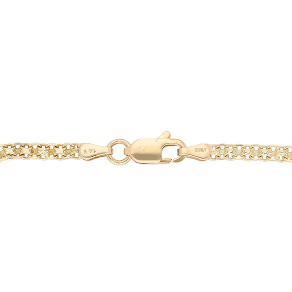 Pulsera eslabón combinado en oro tres tonos 14 kilates.