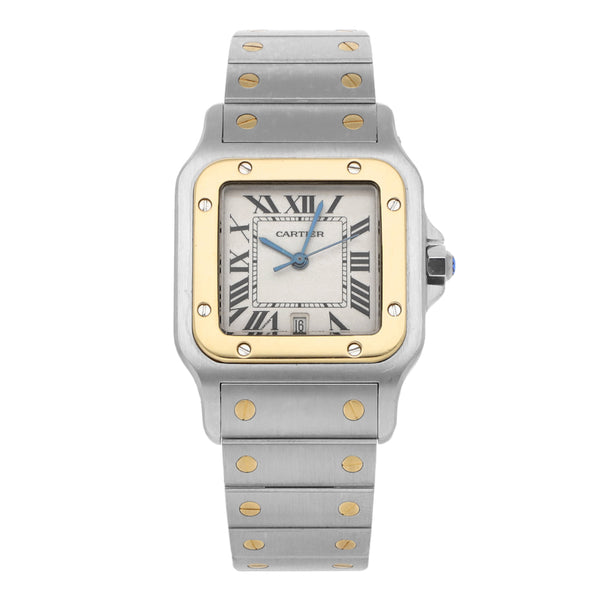 Reloj Cartier para caballero modelo Santos Galbée vistas en oro amarillo 18 kilates.