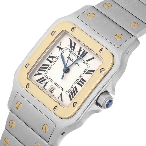Reloj Cartier para caballero modelo Santos Galbée vistas en oro amarillo 18 kilates.