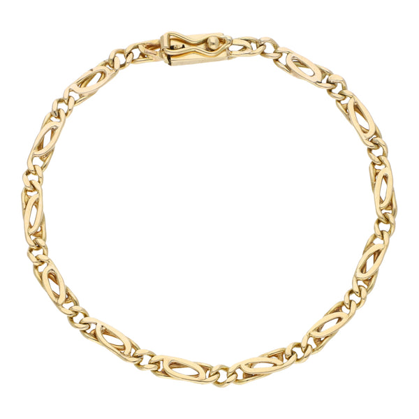 Pulsera eslabón nudo egipcio en oro amarillo 14 kilates.