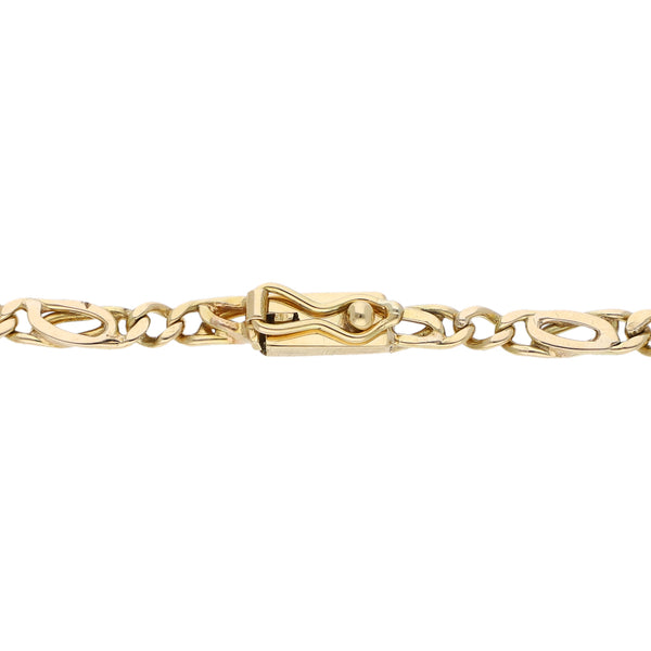 Pulsera eslabón nudo egipcio en oro amarillo 14 kilates.