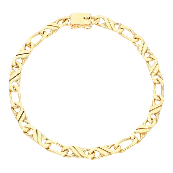 Pulsera eslabón combinado en oro amarillo 14 kilates.