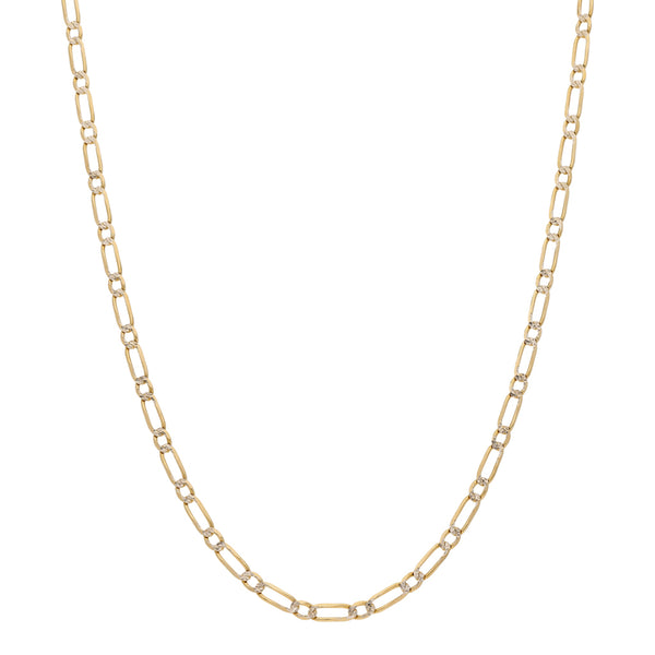 Collar eslabón combinado pltinado en oro amarillo 14 kilates.