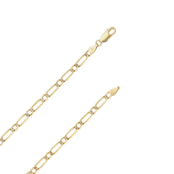 Collar eslabón combinado pltinado en oro amarillo 14 kilates.