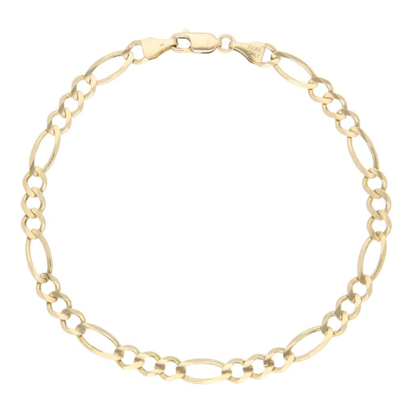 Pulsera de tres eslabones por uno en oro amarillo 14 kilates.