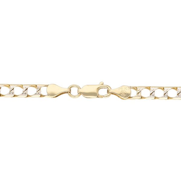 Pulsera eslabón encontrado platinado en oro amarillo 14 kilates.
