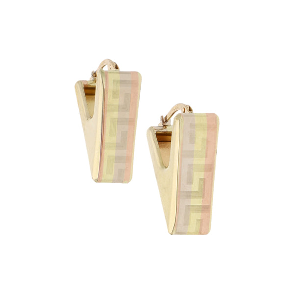 Arracadas laminadas en oro amarillo 14 kilates.