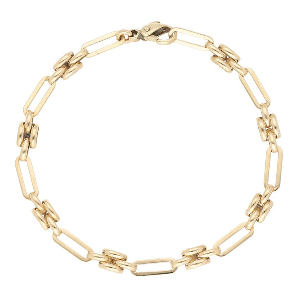 Pulsera eslabón combinado en oro amarillo 14 kilates.