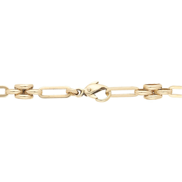 Pulsera eslabón combinado en oro amarillo 14 kilates.