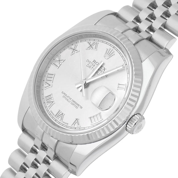 Reloj Rolex para caballero modelo Oyster Perpetual Date Just vistas en oro blanco 18 kilates.