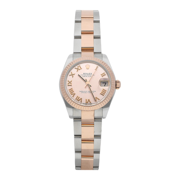 Reloj Rolex para dama modelo Oyster Perpetual DateJust vistas en oro rosa 18 kilates.