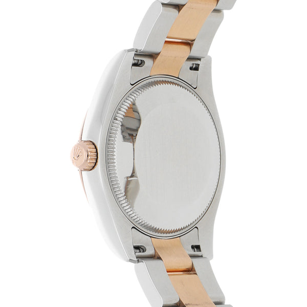Reloj Rolex para dama modelo Oyster Perpetual DateJust vistas en oro rosa 18 kilates.