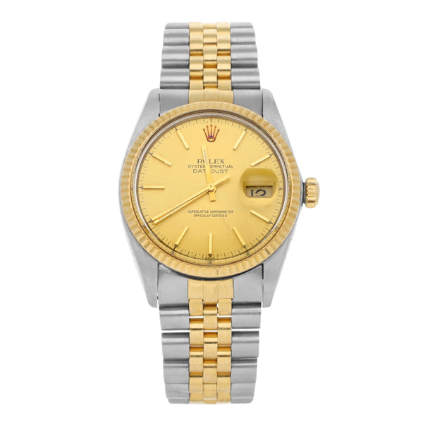 Reloj Rolex para caballero modelo Oyster Perpetual DateJust vistas en oro amarillo 18 kilates.