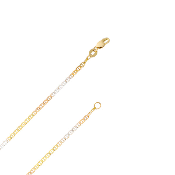 Collar eslabón nudo marino en oro tres tonos 14 kilates.