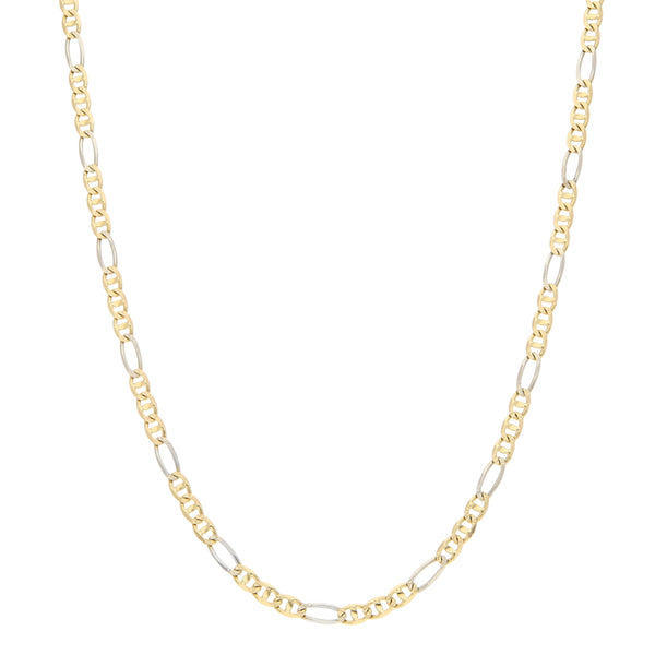 Collar de tres eslabones por uno en oro dos tonos 14 kilates.