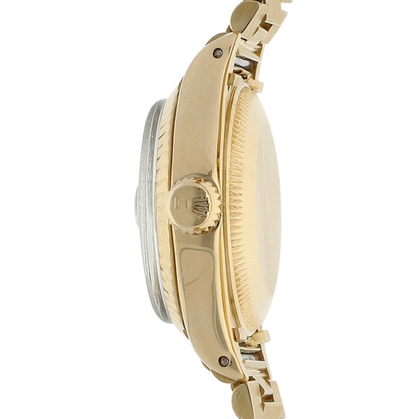 Reloj Rolex para dama modelo Oyster Perpetual DateJust en oro amarillo 18 kilates.