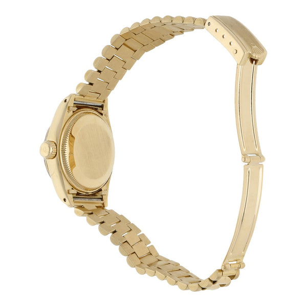 Reloj Rolex para dama modelo Oyster Perpetual DateJust en oro amarillo 18 kilates.
