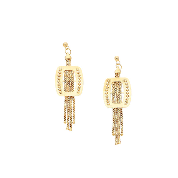 Broqueles diseño especial con colgantes en oro amarillo 14 kilates.