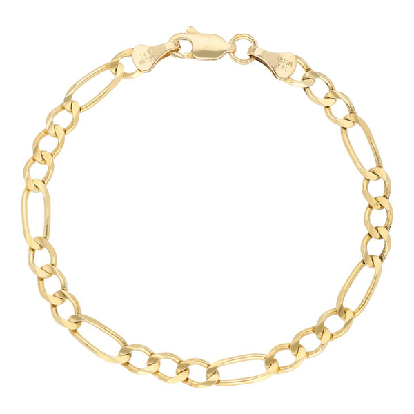 Pulsera de tres eslabones por uno en oro amarillo 14 kilates.
