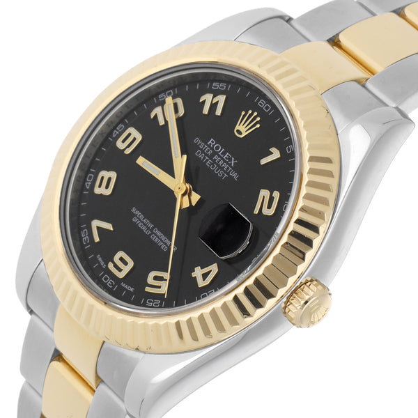 Reloj Rolex para caballero modelo Oyster Perpetual DateJust vistas en oro amarillo 18 kilates.