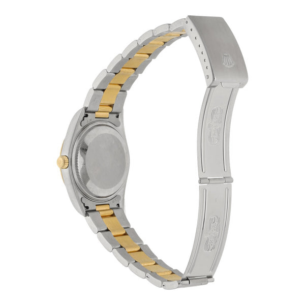 Reloj Rolex para caballero modelo Oyster perpetual Date con vistas en oro amarillo 18 kilates.