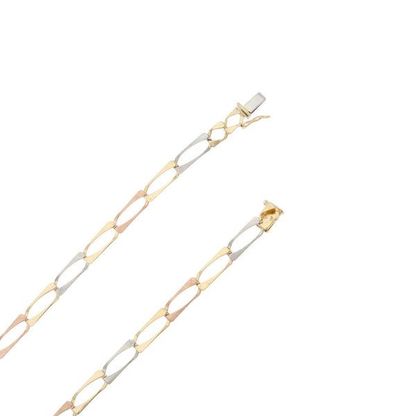 Collar eslabón laminado en oro tres tonos 14 kilates.