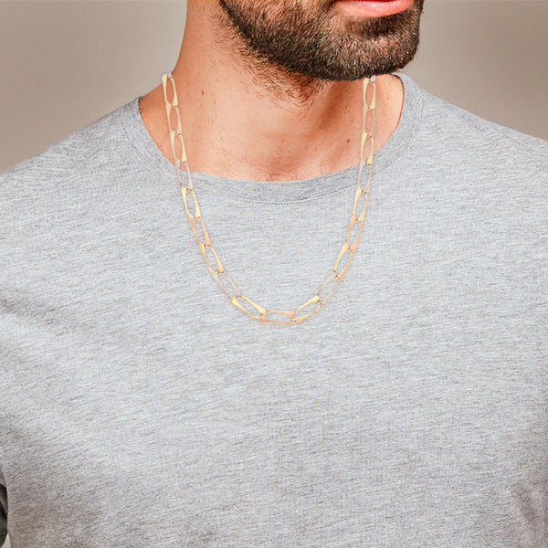 Collar eslabón laminado en oro tres tonos 14 kilates.