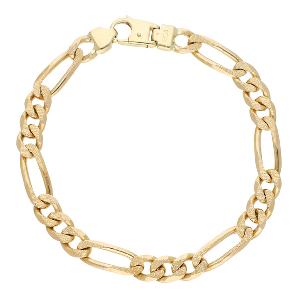 Pulsera de tres eslabones por uno en oro amarillo 14 kilates.