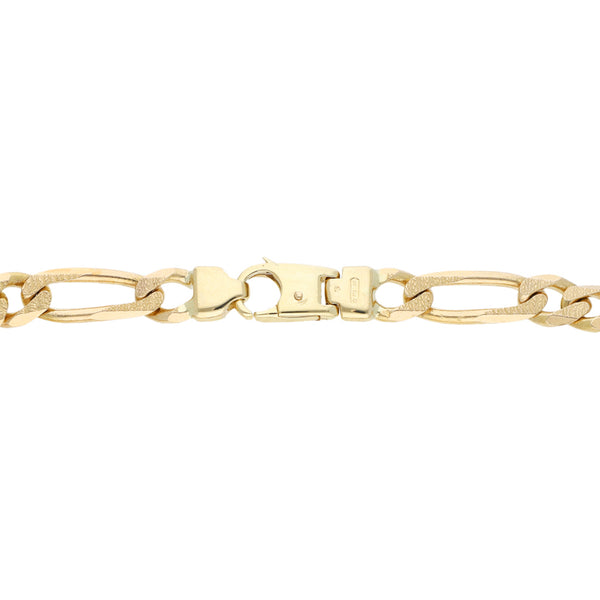 Pulsera de tres eslabones por uno en oro amarillo 14 kilates.