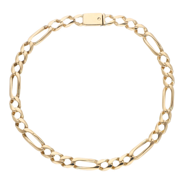 Pulsera de tres eslabones por uno en oro amarillo 14 kilates.