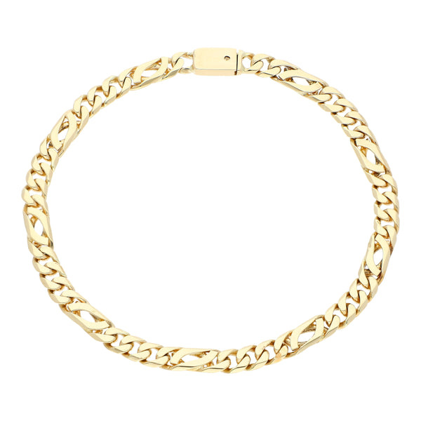 Pulsera eslabón combinado en oro amarillo 14 kilates.