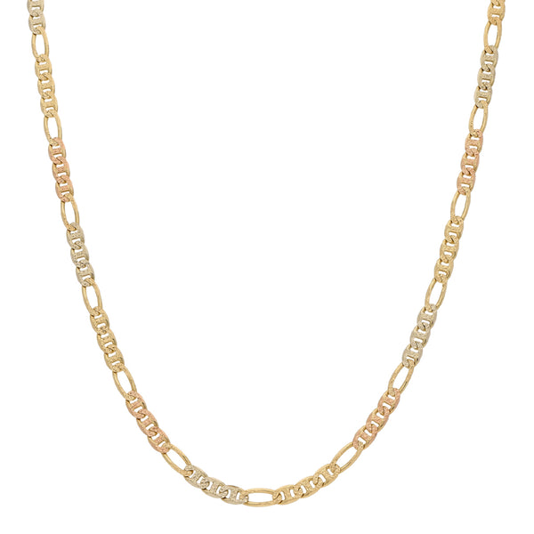 Collar eslabón combinado en oro tres tonos 14 kilates.