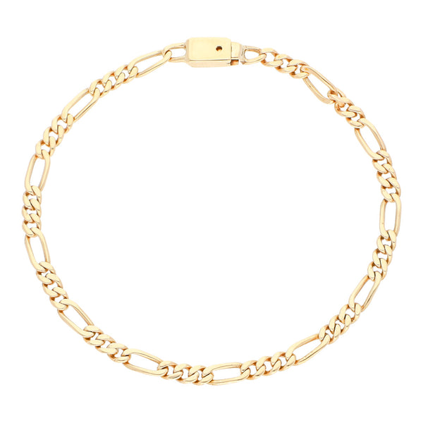 Pulsera de tres eslabones por uno en oro amarillo 14 kilates.