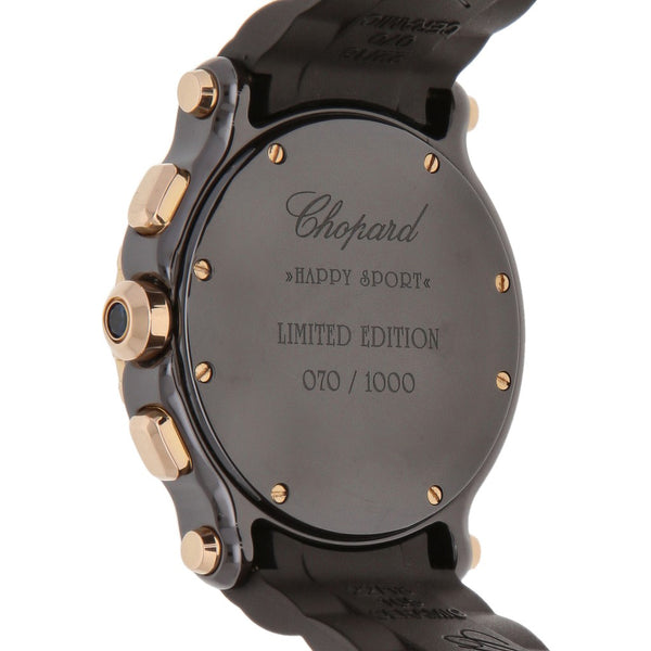 Reloj Chopard para dama modelo Happy Sport vistas en oro rosa 18 kilates.