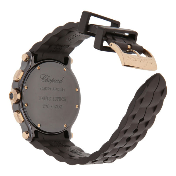 Reloj Chopard para dama modelo Happy Sport vistas en oro rosa 18 kilates.