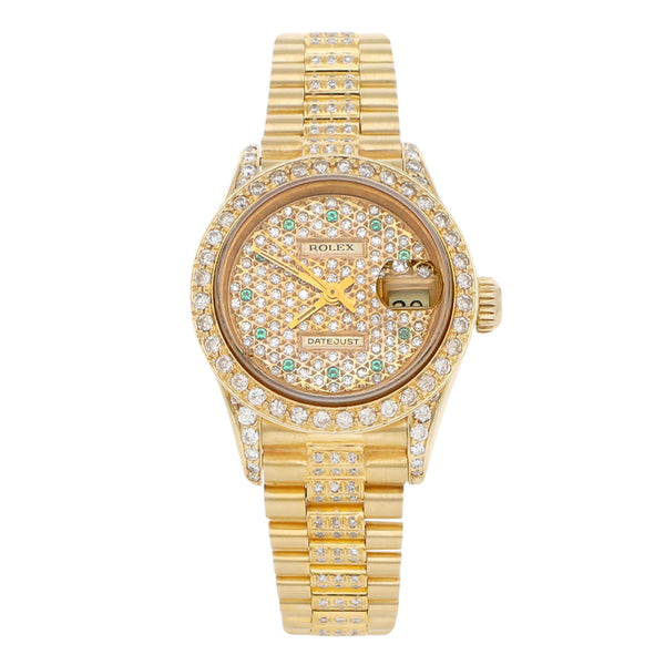 Reloj Rolex para dama modelo Oyster Perpetual DateJust en oro amarillo 18 kilates.