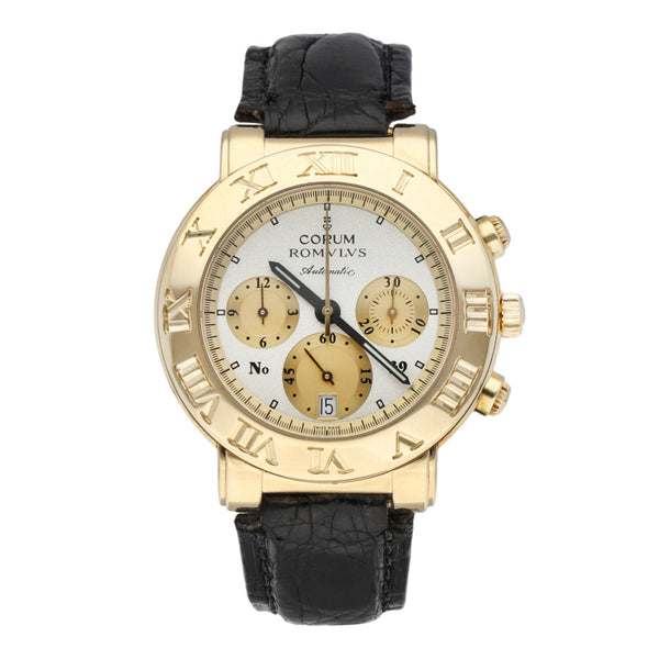 Reloj Corum para caballero modelo Romvlvs caja y broche en oro amarillo 18 kilates.